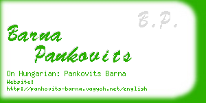 barna pankovits business card